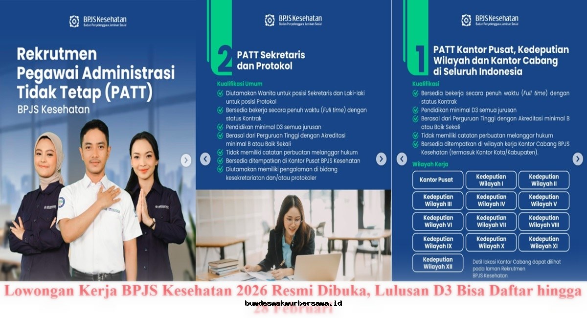 Lowongan BPJS Kesehatan 2026 Resmi Dibuka! D3 Bisa Daftar hingga 28 Februari